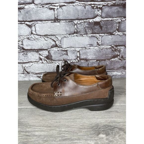 Bally Grimsela Brown Leather Moc Toe Casual Lace Shoes Women’s Sz 7M US/37.5EU - Picture 12 of 16